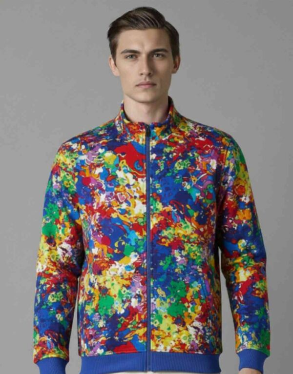 Men Mock Collar Cotton Front-Open Sweatshirt