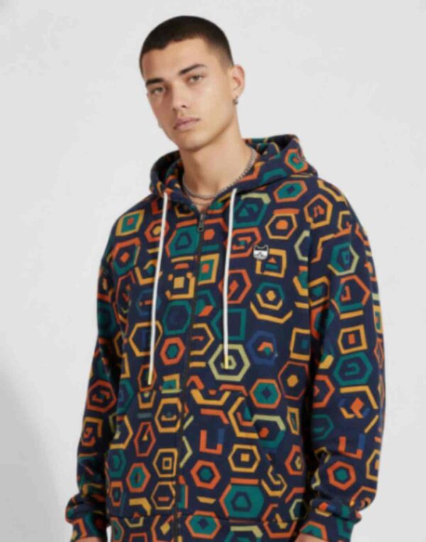 Fleece Applique Detail Front-Open Pullover